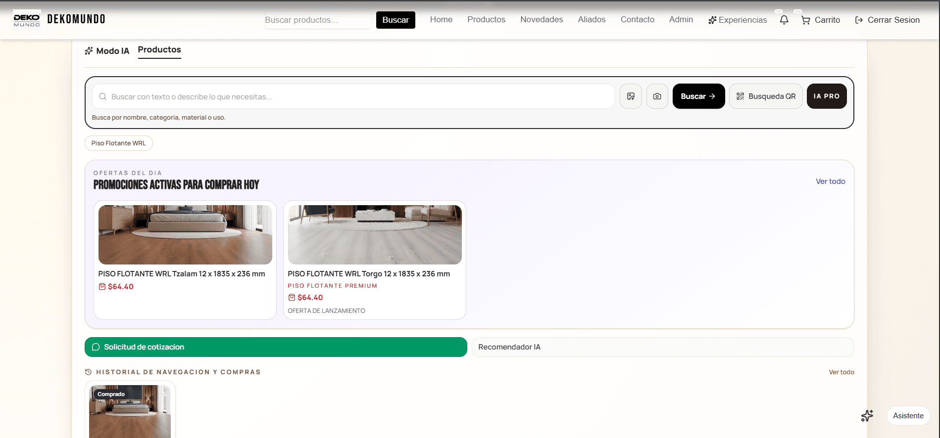 Tienda · Modo IA activo